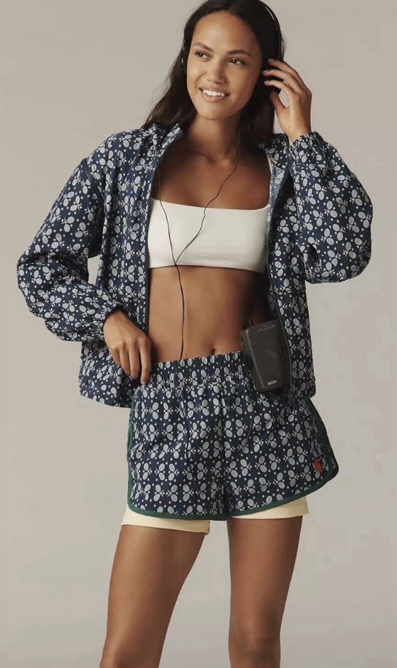 Tretorn x Anthropologie Printed Zip Up Convertible Hoodie Jacket Sz S NWT $158